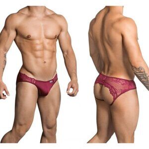 CandyMan Burgundy Lace Jockstrap BRAND NEW